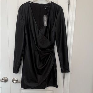 Steve Madden Faux Leather Black Long Sleeve Dress